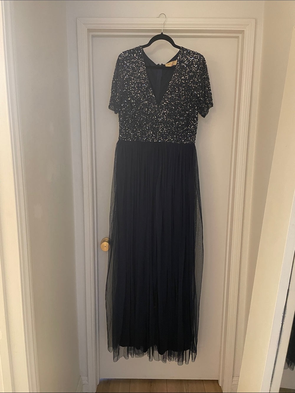 Maya Black Sequin Bodice Maxi Dress